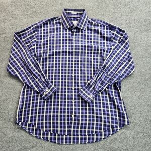 Peter Millar Shirt Mens XL Purple Plaid Long Sleeve Button Up Cotton/Silk Blend